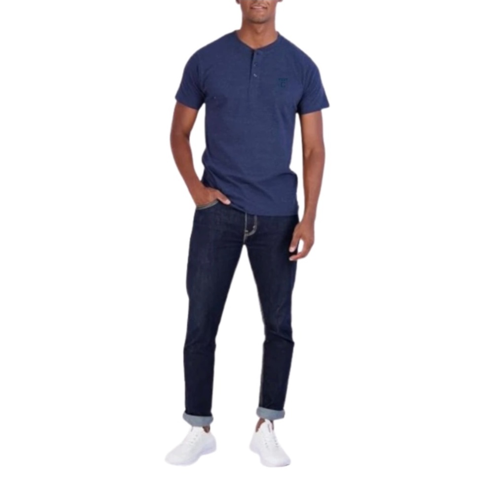 $12 Cherokee Men's Short Sleeve Henley T-Shirt. Size: XXL Color: Navy - New